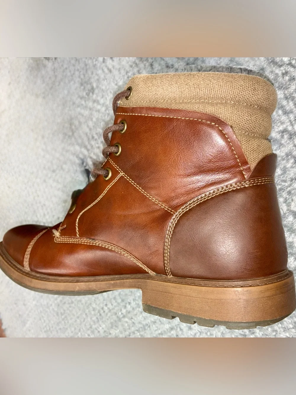 Men's Brown Leather Lace-Up Ankle Boots Size 10.5